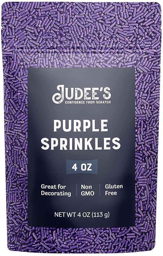 Judee's Gluten Free Purple Sprinkles - Gluten-Free Purple Cupcake & Cake Sprinkles - Edible Cake Decorations & Ice Cream Toppers - 4 Oz