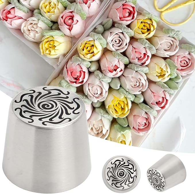 Extra Large Russian Piping Tips for Marshmallows Stainless Steel Flower Frosting Nozzles many styles Cake Decorating Baking tool for Buttercream, Cupcakes Cookies(SL65)