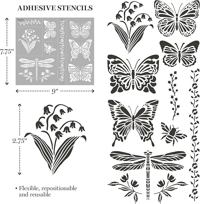 Martha Stewart, Flora and Fauna Stencils, Stamps, and Tools Kit, 13 pc