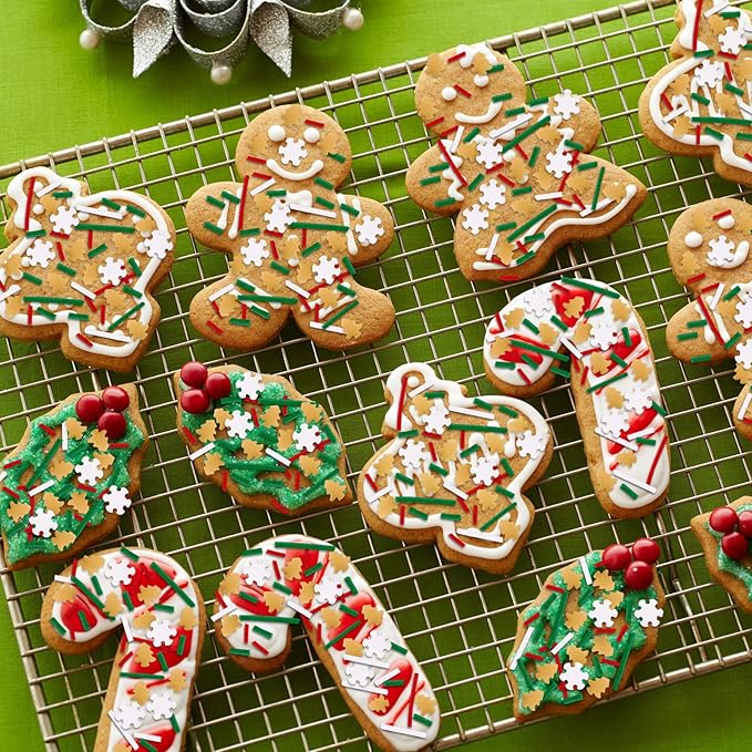 Edible Christmas Sprinkles Gold Christmas Tree Sprinkle White Winter Snowflake Sprinkle Red Green White Jimmies Holiday Cake Sprinkles for Cake Baking Ice Cream Cookies Cupcake Topper 8.4 Oz