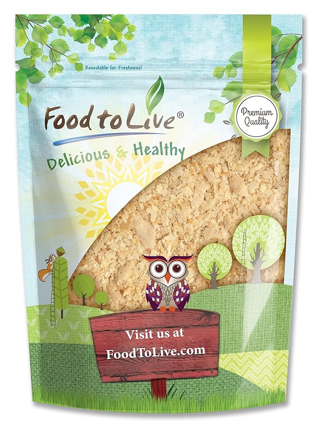Food to Live Nutritional Yeast Flakes, 4 Ounces Fortified Large Flakes, Inactive, Unsweetened, Vegan Thickener, Bulk. Good Source of Protein & Vitamins. Perfect for Baking, Vegan Cheese and Sauces