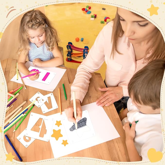 160Pcs Letter Stencils 4Sizes,1&2&3&4Inch Letter and Number Stencils for Painting Plastic Numbers Symbols Stencil Reusable,Alphabet Interlocking Drawing on Wood,Wall,Fabric,Rock,DIY Art Craft Project