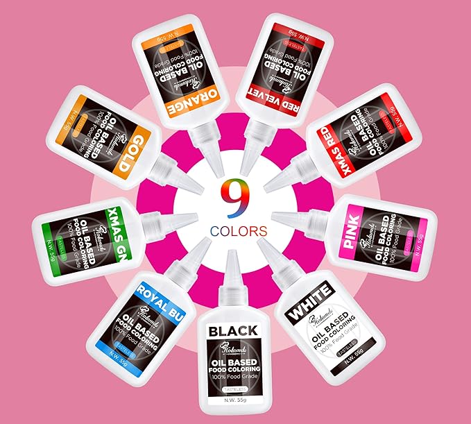 Oil Based Food Coloring Set, Red Velvet Oil Based Food Coloring for Chocolate, Food Grade Food Color Dye for Candy Melts, Baking, Icing, Frosting and Cake Decorating, Flavorless Vibrant - 55g/Bottle