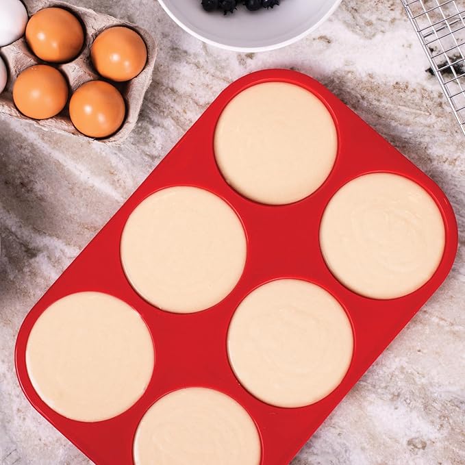 Mrs. Anderson's Baking 6-Cup Muffin Top Pan, Non-Stick European-Grade Silicone