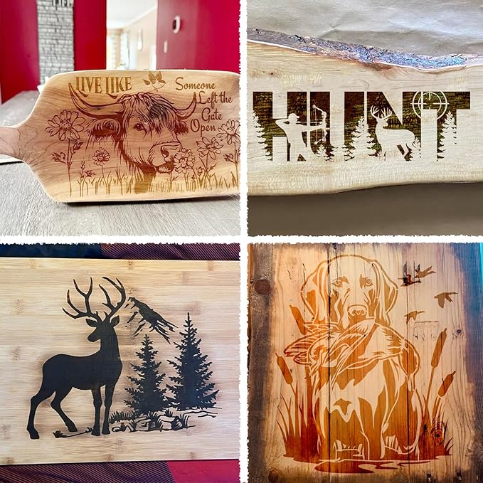 Large Wildlife Wood Burning Stencils Mountain Deer Wolf Dog Cow Horse Fish Templates Drawing Animal Stencil for Painting on Wood DIY Crafts T-Shirt Wall Fabric Home Decoration(animal10)