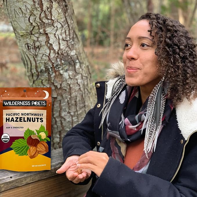 Wilderness Poets, Organic, Pacific Northwest-Grown Hazelnuts - Raw, Whole Nuts with Skins, No Shells. Bulk Size - 5 Pound (Pack of 4)