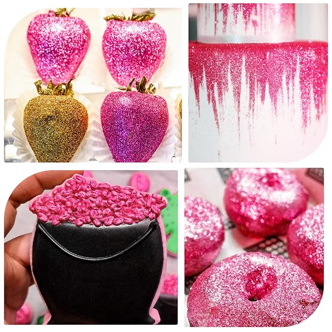 Edible Glitter Spray 22g (Pink) - Metallic Food Coloring Powder, Food-Grade Glitter, Metallic Shimmer Edible Color Powder - Flash Powder for Beverages, Cocktail, Cake Decorating, Baking, Icing, Candy