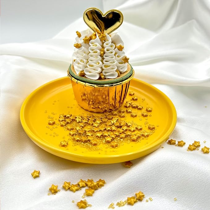 Gold Sprinkles for Cake Decorating, Star Sanding Sprinkles Mix for Cookie Baking Ice Cream Brownie Cupcake Toppings