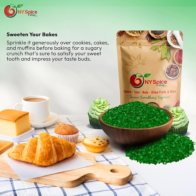 NY Spice Shop Christmas Green Sanding Sugar - 8 Ounce Edible Holiday Sprinkles for Cake Decorating, Cupcakes & Cookies - Festive Baking Decorations for Christmas Desserts, Candy Dishes & Gift Treats