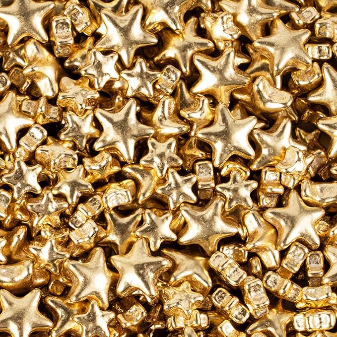Gold Stars Sprinkles for Cake Decorating Large and Small Stars for Cupcake Toppers Cookie Decorating Perfect for Cakes,Cupcakes,Desserts Toppings 3.5 OZ