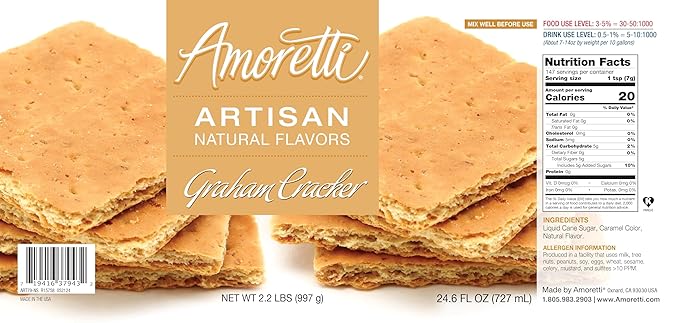 Amoretti - Natural Graham Cracker Artisan Flavor Paste, 8 oz, Perfect For Ice Cream, Beverages, Cakes, and more, Preservative Free, Vegan, Gluten Free, No Artificial Sweeteners, Highly Concentrated