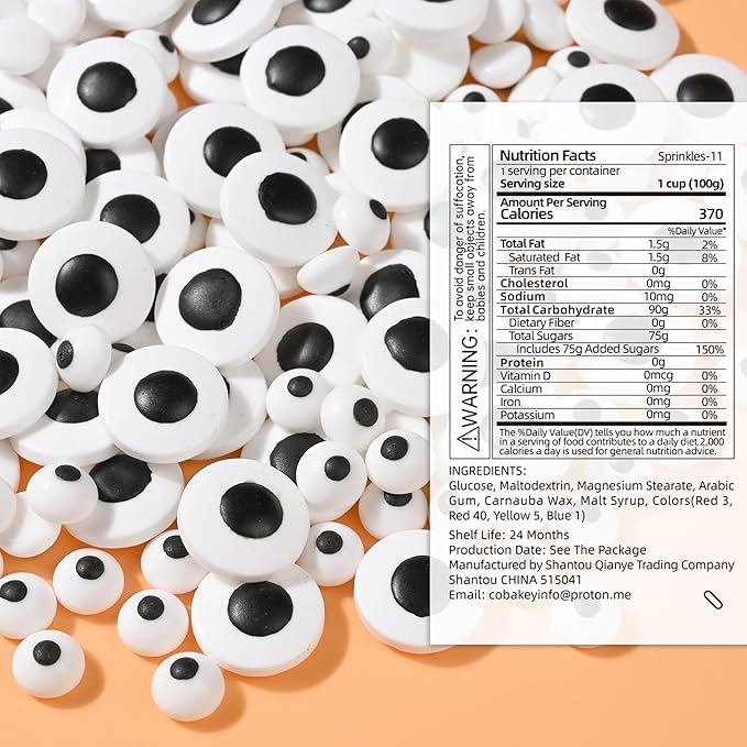 Eyeball Sprinkles for Cake Decorating, Eyeball Candy Sprinkles Perfect for Cupcake Toppers Wedding Party Valentines Halloween Christmas Supplies 3.52 Ounce