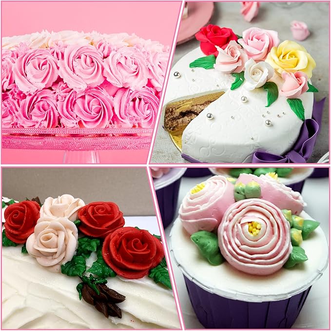 7Pcs Rose Flower Tips Piping Set Petal Icing Tips for Cake Decorating Tip Stainless Steel Cream Icing Piping Tip Fondant Rose Nozzle Pastry Tools