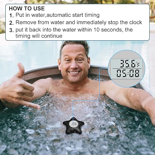 Star 4 in 1 Ice Bath Thermometer with Timer, Cold Plunge Tub Timer, Floating Cold Plunge Thermometer, Ice Bath Challenge