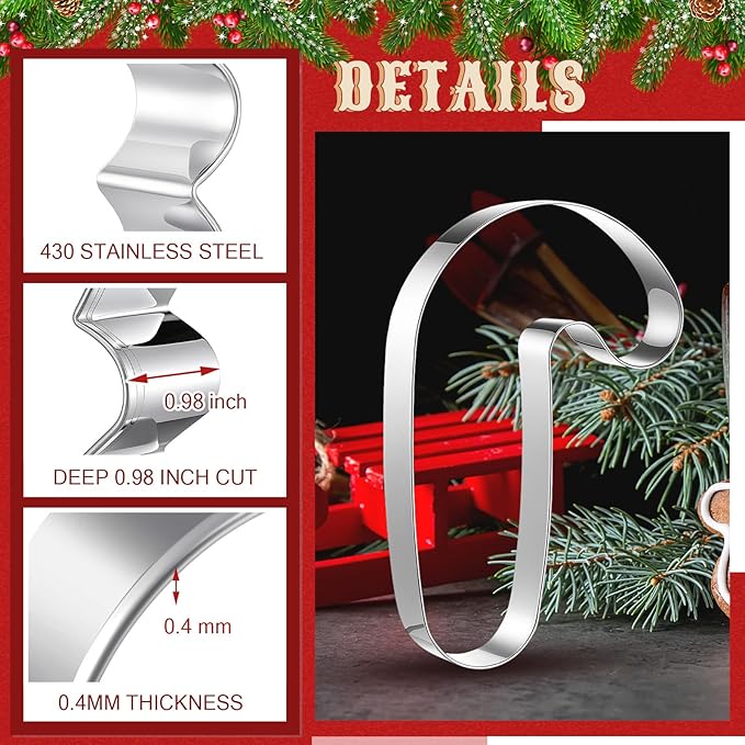 2 Pcs Large Christmas Cookie Cutters 8" Extra Large Cane and Candy Stainless Steel Giant Cookie Cutter for Holiday Baking