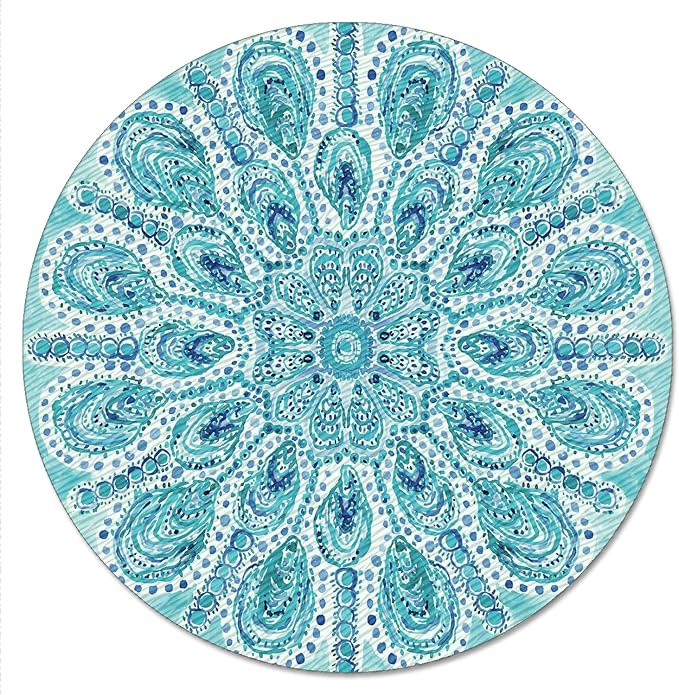 Ocean Fantasy 4mm Tempered Glass Lazy Susan Turntable 13" Round Cake Plate, Pizza Stand, Condiment Caddy