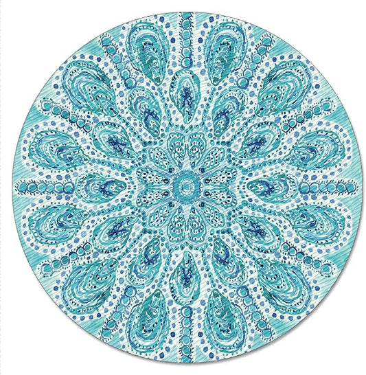 Ocean Fantasy 4mm Tempered Glass Lazy Susan Turntable 13" Round Cake Plate, Pizza Stand, Condiment Caddy