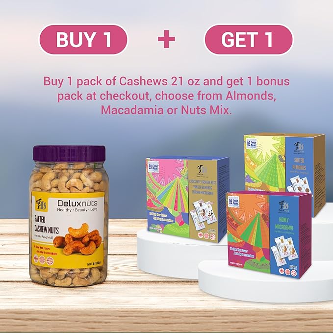 DELUXNUTS Premium Roasted Lightly Salted Cashew 21oz – Whole Cashew Nuts, Healthy Gourmet Snack for Adults, High Protein, Gluten-Free