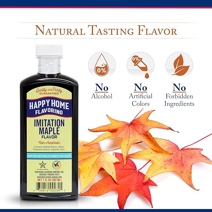 Happy Home Imitation Maple Flavoring, Non-Alcoholic, Certified Kosher, 7 oz.