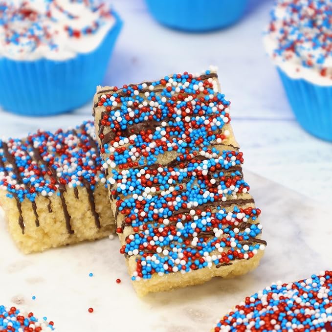 Mystic Sprinkles 4 Cell Sprinkle Assortments (Patriotic Pride Nonpareil, Petite)
