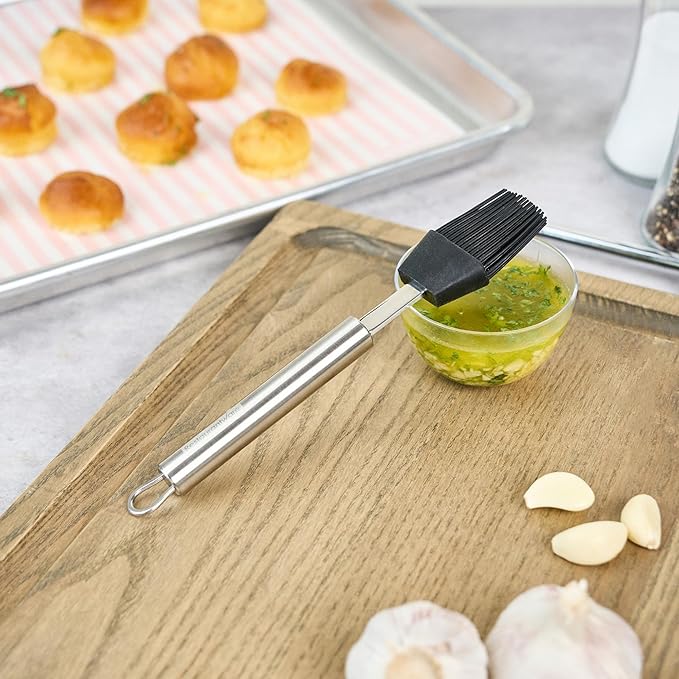 Restaurantware-German Standard Pastry Brushes, 24 Heat-Tolerant Basting Brushes - Dishwashable, Durable, Black Silicone Pastry Brush With Stainless Steel Handle, For Baking, Grilling, or Glazing