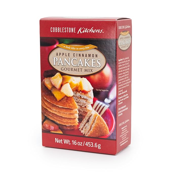 Cobblestone Kitchens | Apple Cinnamon Pancake Mix | Spiced Apple Pancakes | 16 oz Box