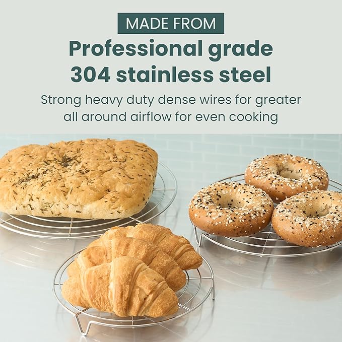 Ultra Cuisine Heavy Duty 3 Tiers, 16" x 10" Cooling Rack for Cooking and Baking - Professional Grade Premium 100% Stainless Steel Baking Rack & Wire Cooling Mesh - Dishwasher Safe - Pack 3