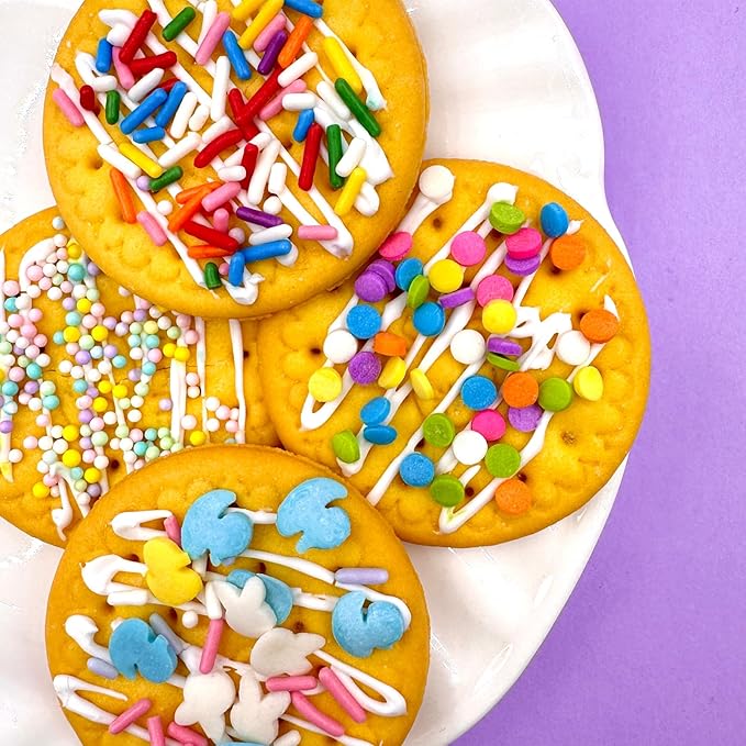Easter Sprinkles for Cake Decorating, 8Oz Rainbow Jimmies Pearl Bunny Confetti Pastel Sprinkles for Cookie Baking Ice Cream Cupcake Decorations