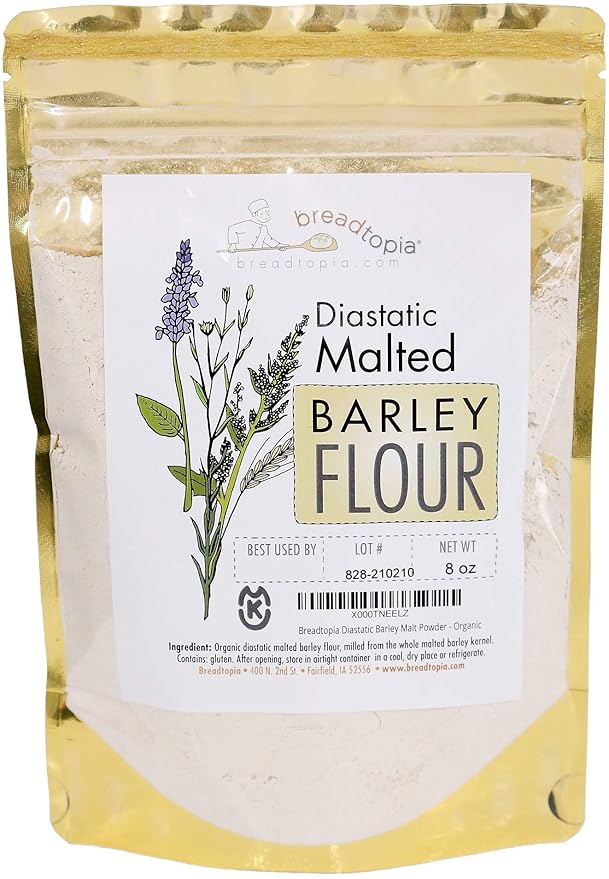 Breadtopia Organic Diastatic Malt Powder 8 oz. | Non-GMO Malted Barley Flour | No Additives, No Sugar, & No Fillers | Milled from Whole Malted Barley Kernel |