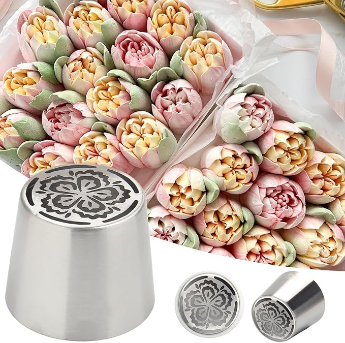Extra Large Russian Piping Tips for Marshmallows Stainless Steel Flower Frosting Nozzles many styles Cake Decorating Baking tool for Buttercream, Cupcakes Cookies(SL45)