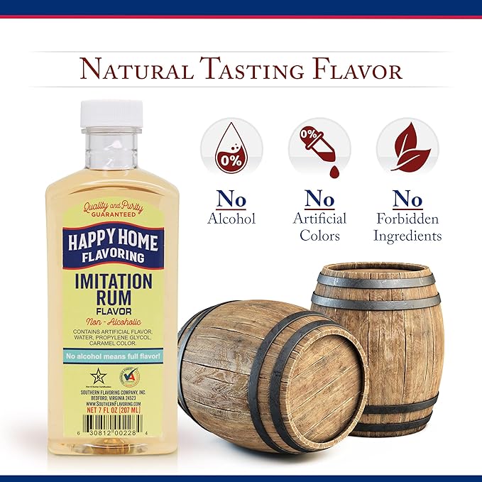 Happy Home Imitation Rum Flavoring, Non-Alcoholic, Certified Kosher, 7 oz.