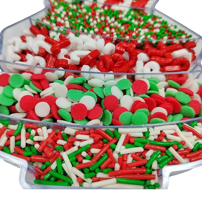 Eastron Christmas Confetti Sprinkles, Christmas Sprinkles for Cake Decorating, Edible Red Green White and Gold Sprinkle for Baking Cookie, Cupcakes Topper, Ice Cream, Desserts Decorations