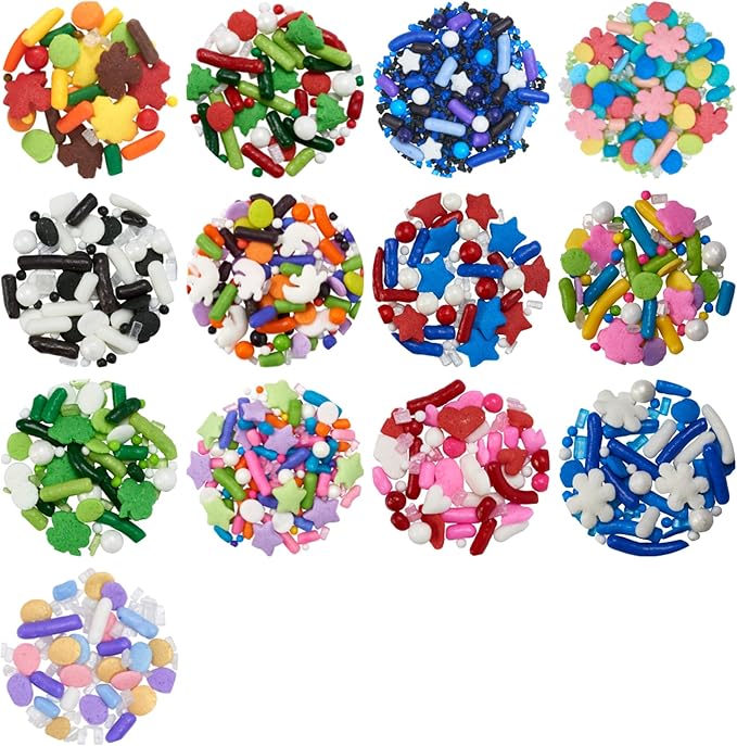 DECOPAC Winter Fusion Mix Candy Sprinkles, 26oz, Fancy Sprinkles in Handheld Container, Edible Sprinkles For Celebration Cakes, Cupcakes, Cookies and Donuts