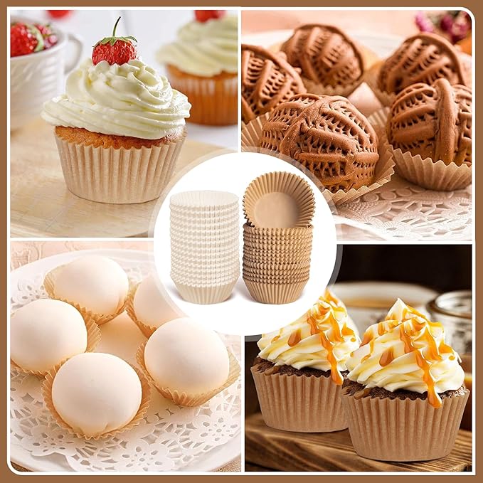 500pcs Standard white cupcake liners for baking,food grade cupcake wrappers,non-stick, greaseproof parchment muffin liners,by Bake Choice (500PCS White)