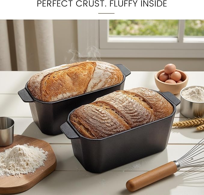 Cast Iron Bread Loaf Pan with Lid,Bread Baking Pan,Cast Iron Dutch Oven for Sourdough,10 x 5 Inch Pre-seasoned Even Heat Distribution Baking Pan for Homemade Bread