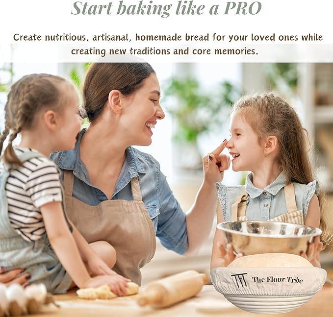 Banneton Bread Proofing Basket: Banneton Basket Set of 2, 9 inch Sourdough Proofing Basket Round Proofing Bowls Handmade Rattan baskets w Linen liners for Dough Proofing, Sourdough Bread Making Kit