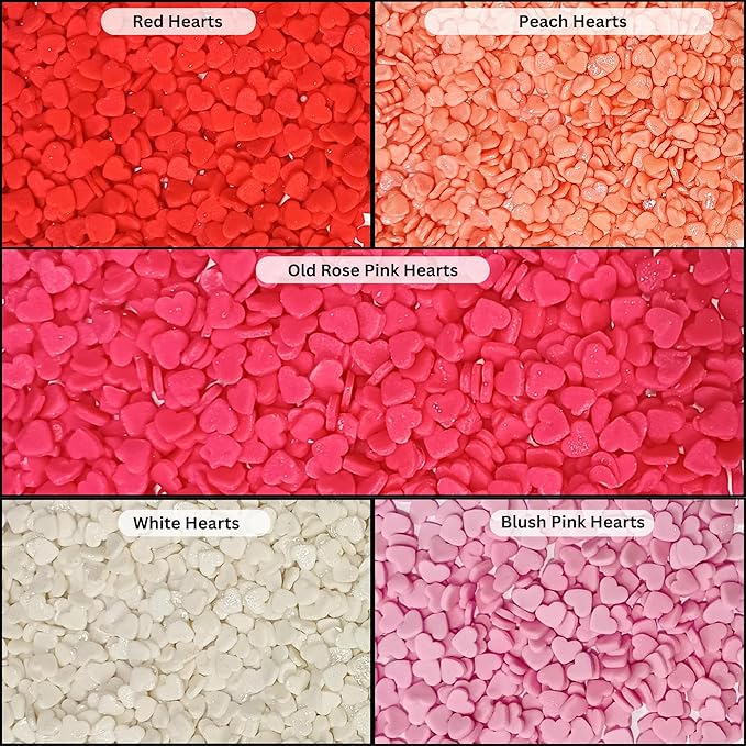 Confect Valentine Heart Sprinkles – Red, White & Pink Edible Sprinkle Mix | Pack of 5 for Cake, Cupcake, Cookie & Dessert Decorating | Celebration & Baking Sprinkles | Vegan, Gluten-Free – 5 Oz