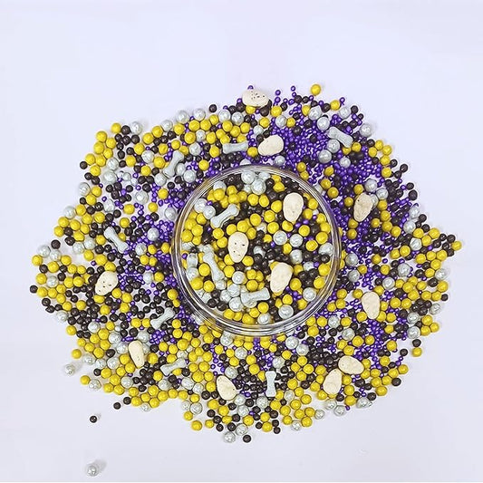 Confect Mix Lime Green, Silver, Midnight Purple & Ghostly Black Pearl Sprinkles | Edible Halloween Sprinkles | Spider Skulls & Bones sprinkles | Ghost Sprinkles - 2 Oz