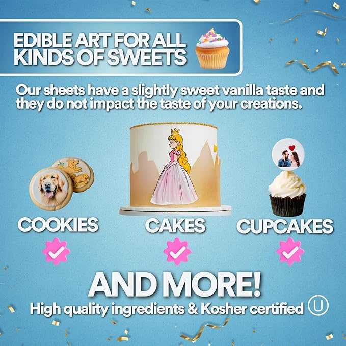paper2eat Frosting Sheets Premium 8.5” x 11” - 96 count - White Edible Icing Sheets - Kosher Certified