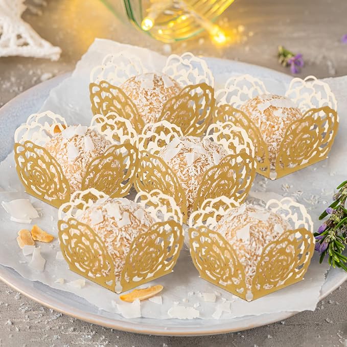 Toyvian 50pcs Square Cupcake Liners Baking Wrappers Truffle Wrappers Paper Kraft Paper Dessert Cups for Wedding Party Favors