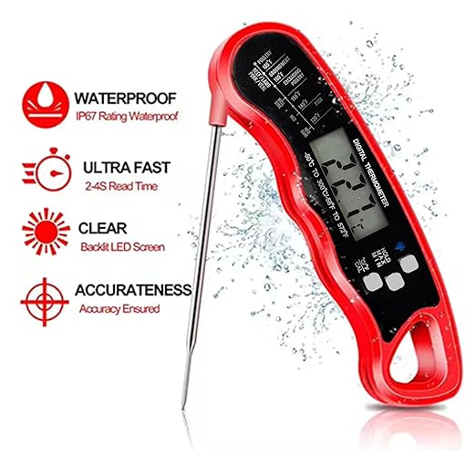 Digital Meat Thermometer for Cooking – Instant Read, Waterproof, Fast and Accurate, Perfect for Grilling, BBQ, Oven, and Kitchen Use