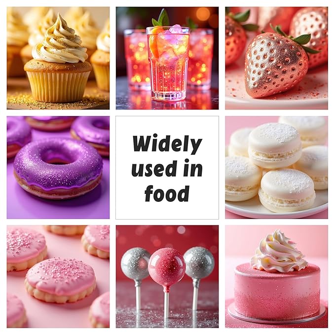 Edible Glitter Spray,Food Grade 5g Edible Glitter for Cake Decorating Desserts, Beverages, Cupcakes, Cake Pops and Cookies - White
