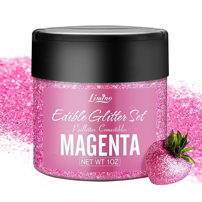 Edible Glitter - 30g Edible Luster Dust Metallic Food Grade Coloring Glitter for Drinks, Baking, Cake Decorating - Edible Dust Powder Shimmer Sprinkle Powder for Icing, Cocktail, Candy (Magenta)