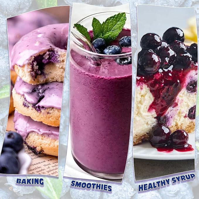 Freeze Dried Blueberry Powder - Kiigfood 6 oz/170g Natural Blueberry Powder Fruit Powder, Organic Blueberry Extract for Smoothie, Drinks, Christmas Baking, Cakes Decoration - Vegan, Non-GMO, Gluten-Free