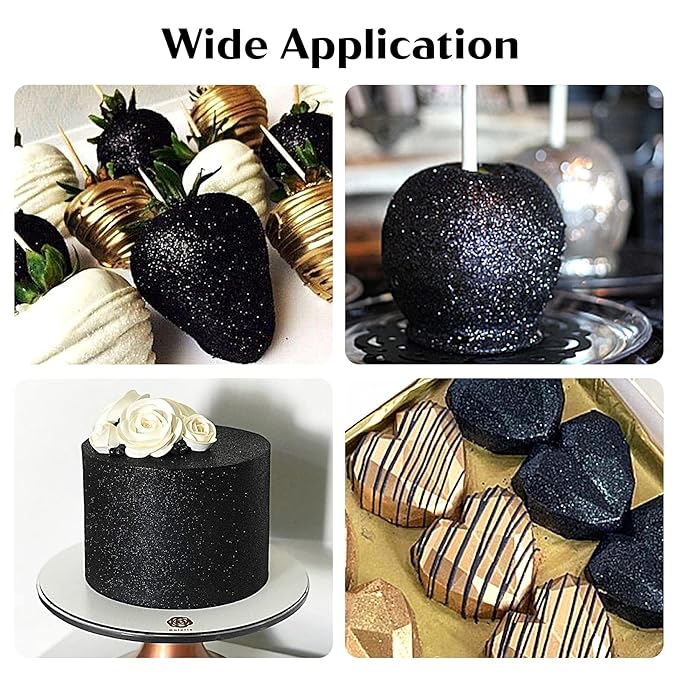 Black Edible Glitter – 6g Luster Dust Drink Glitter, Food Grade Shimmer Powder for Cocktails, Cakes, Beverages, Chocolate & Candy