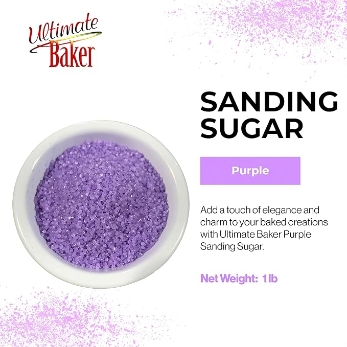Ultimate Baker - Sanding Sugar, Purple - Vibrant, Naturally Colored Baking & Decorating Sugar, Perfect for Sprinkling on Cakes, Desserts & Ice Cream, Medium Crystal - 16oz