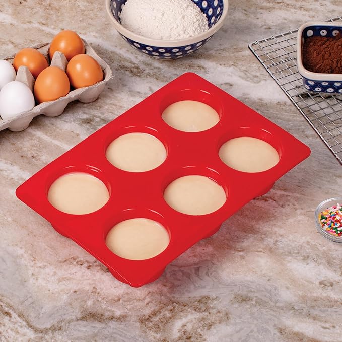 Mrs. Anderson's Baking Silicone 6-Cup Jumbo Muffin Pan, Non-Stick European-Grade Silicone