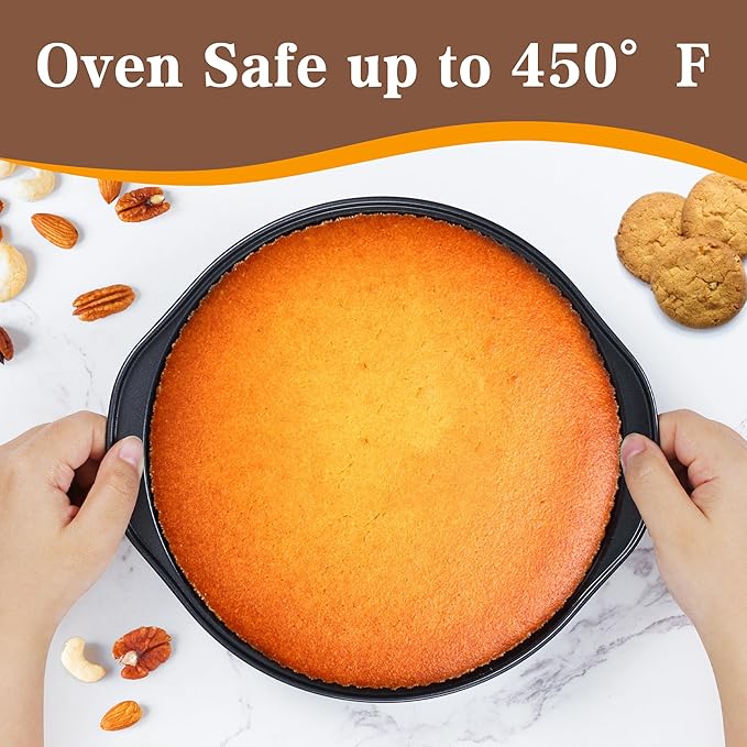 Cake Pan Set - 138 Piece 8-inch Round Cake Pans, Carbon Steel Cake Pan with Handles, Cake Decorating Kit with Parchment Papers, Piping Bag and More Accessories