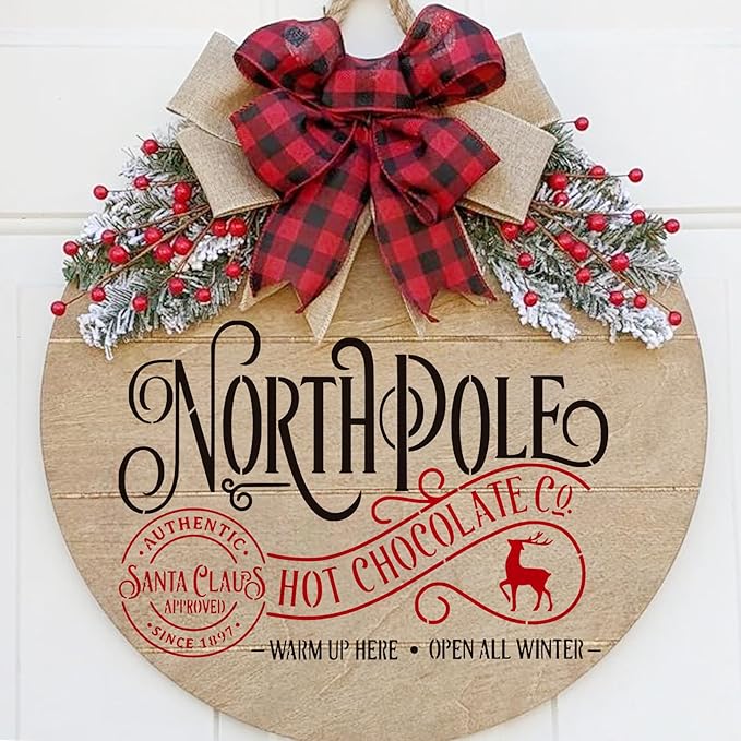 Christmas Stencils for Painting on Wood Signs, Reusable Essential Holiday Christmas Stencils for Door Mats Canvas Crafts Doormat Door Hanger (old10)