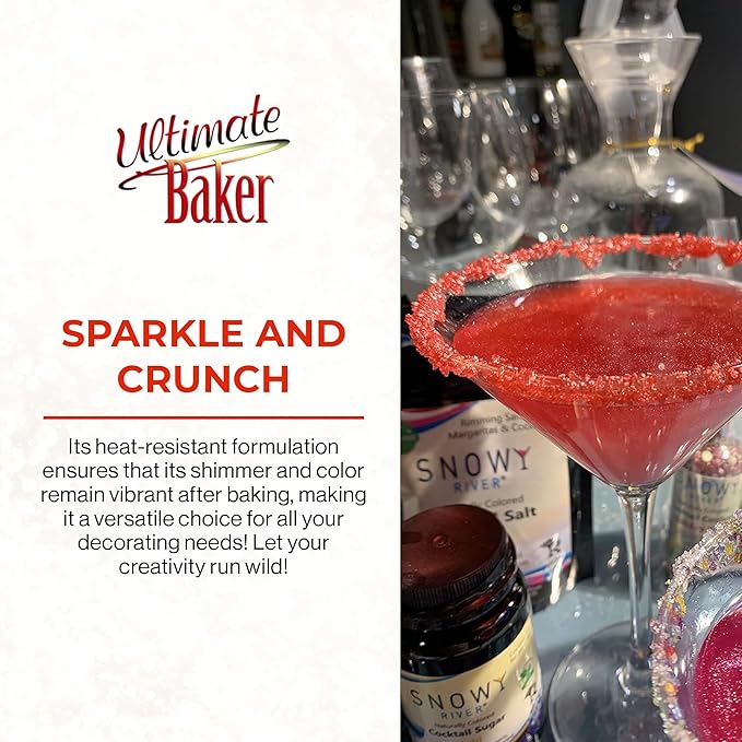 Ultimate Baker - Sanding Sugar, Red - Vibrant, Naturally Colored Baking & Decorating Sugar, Perfect for Sprinkling on Cakes, Desserts & Confections, Medium Crystal - 8oz